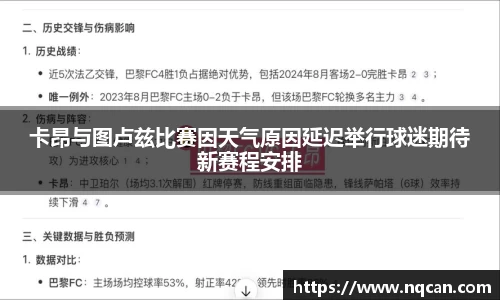 卡昂与图卢兹比赛因天气原因延迟举行球迷期待新赛程安排